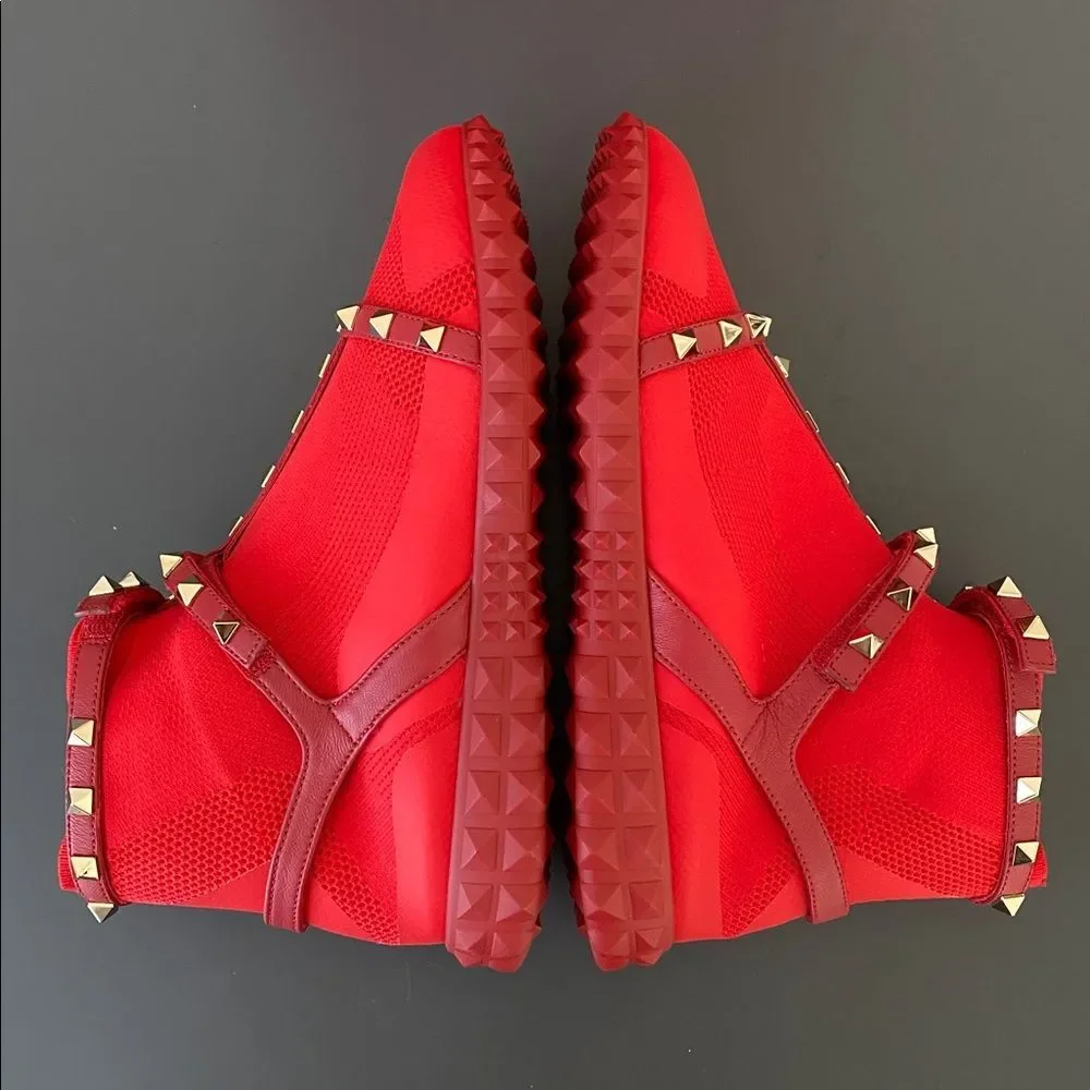 VALENTINO GARAVANI Rockstud Leather Sock Sneakers Sz 37 US 6.5 Luxury Designer